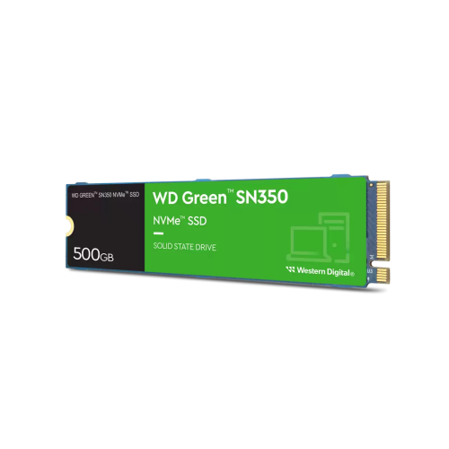 Твердотельный накопитель WD SSD Green SN350 NVMe, 500GB, M.2(22x80mm), NVMe, PCIe 3.0 x4, 3D TLC, R/W 2400/1650MB/s, IOPs 250 000/170 000, TBW 60, DWPD 0.1 (12 мес.)