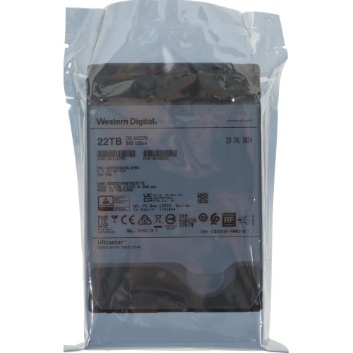 Жесткий диск WD SAS 3.0 22TB 0F48052 WUH722222AL5204 Server Ultrastar DC HC570 512E (7200rpm) 512Mb 3.5" 