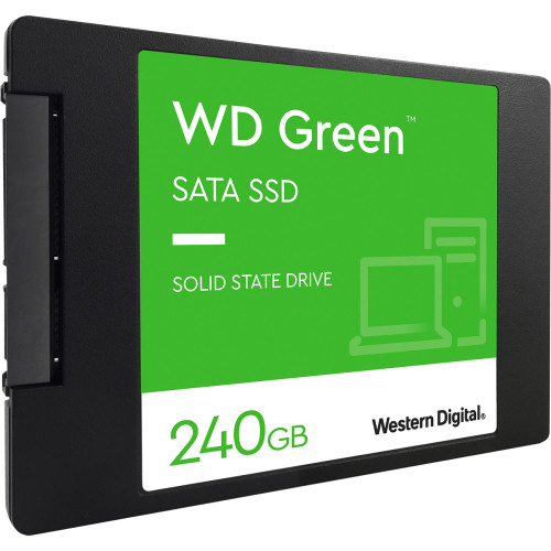 Твердотельные накопители WD SSD Green, 240GB, 2.5" 7mm, SATA3, 3D TLC, R/W 545/465MB/s, IOPs 37 000/68 000, TBW 80, DWPD 0.3 (12 мес.)