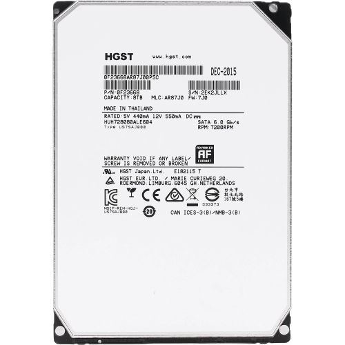 Жесткий диск RECERTIFIED HDD HGST SATA Server 8Tb Ultrastar 7200 6Gb/s 128MB 0F23668 (replacement HUS728T8TALE6L4, MG08ADA800E, MG10ADA800E, ST8000NM017B, WD8005FRYZ) RECERTIFIED
