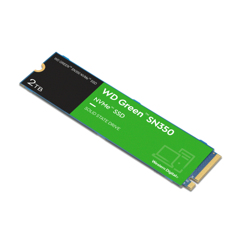Твердотельный накопитель WD SSD Green SN350 NVMe, 2.0TB, M.2(22x80mm), NVMe, PCIe 3.0 x4, QLC, R/W 3200/3000MB/s, IOPs 500 000/450 000, TBW 100, DWPD 0.1 (12 мес.)