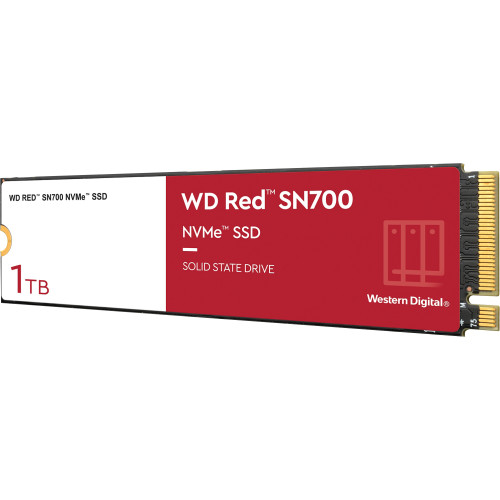 Твердотельные накопители WD SSD Red SN700 NVMe for NAS, 1000GB, M.2(22x80mm), NVMe, PCIe 3.0 x4, R/W 3430/3000MB/s, IOPs 515 000/560 000, TBW 2000, DWPD 1 (12 мес.)
